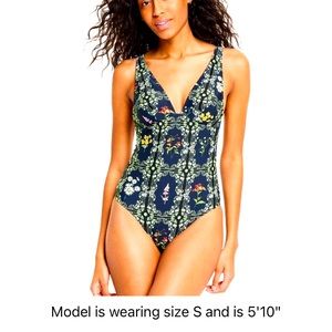 Agua bendita x target dainty floral tile print cheeky one piece swimsuit
